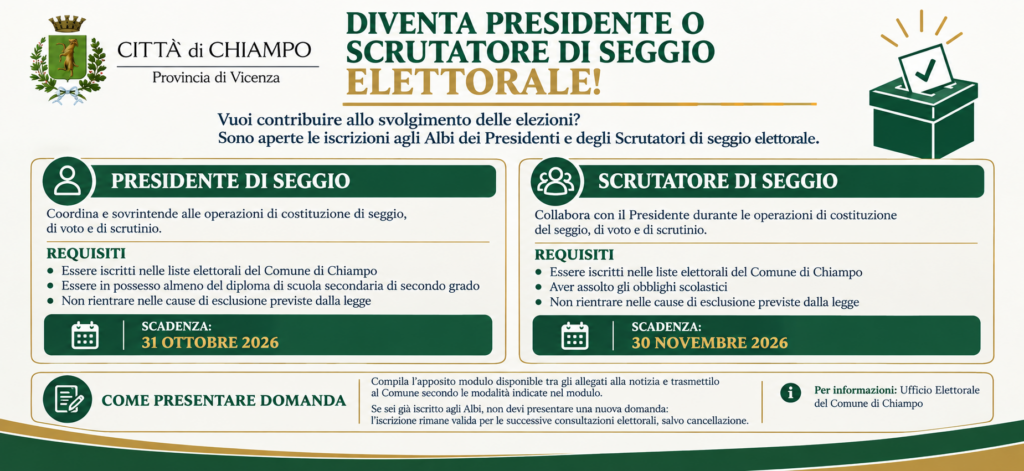 DIVENTA PRESIDENTE O SCRUTATORE DI SEGGIO ELETTORALE